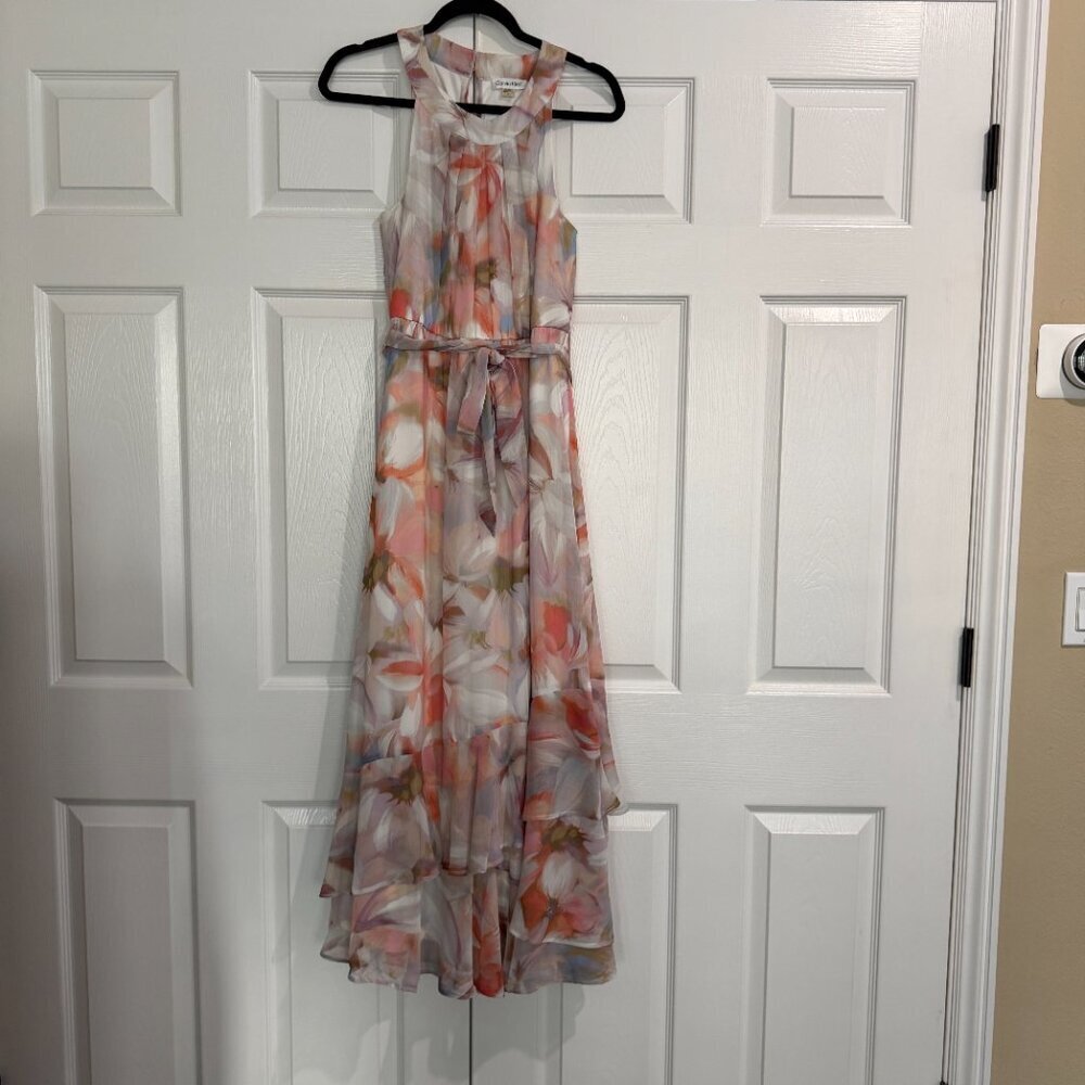 CALVIN KLEIN Floral Fairy Garde Maxi Halter Top Dress Size 6 - Picture 6 of 13
